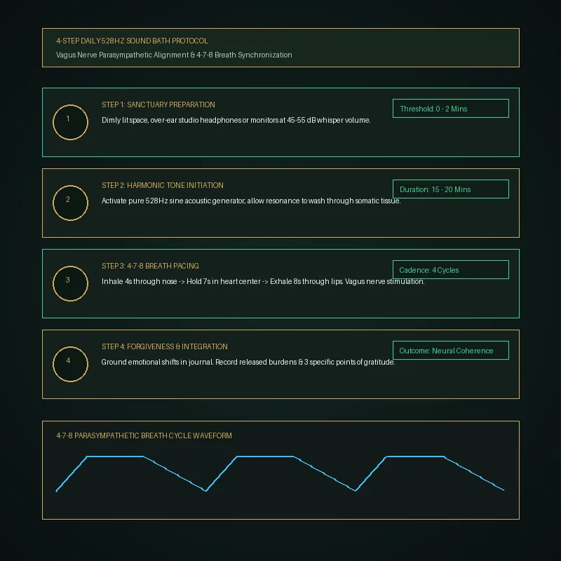 Figure 2: 4-Step Daily 528Hz Sound Bath Practice & 4-7-8 Parasympathetic Breath Synchronization